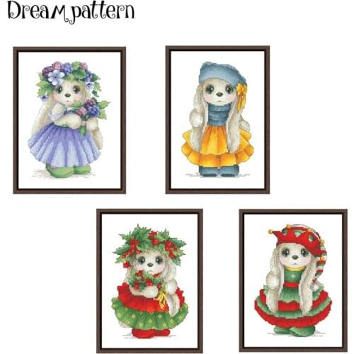 Bunny blackberry cross stitch kits cartoon pattern 18ct 14ct 11ct white fabric cotton thread DIY embroidery kit for beginners