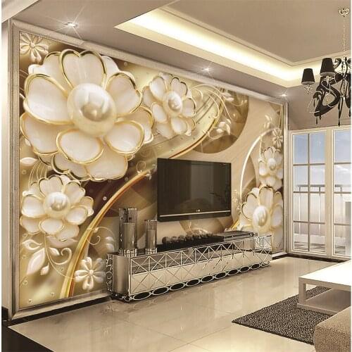 Custom Any Size Mural Wallpaper Luxury jewelry flower TV background wall Home Decor Living Room Wall Covering