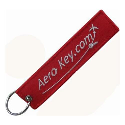 Wholesale Aircraft Keychain Made by Twill with Metal Ring and Embroidered Logo 12.5 x 2.5cm MOQ100pcs free shipping