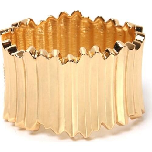 ORNAPEADIA Brand New Bracelet Trendy Exquisite Europe popular high quality Metal Asymmetric wide side Bangles for women gift