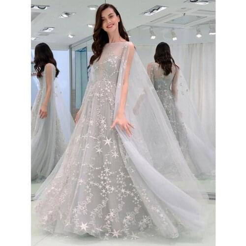 Gray Evening Party Night Elegant Gown Dress 2021 Women Sexy Star Tutu Dress Summer Floor Maxi Dress Wedding fashion Robe female