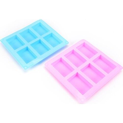 Useful 6-Cavity Plain Rectangle Soap Silicone Mold Fondant Cake Decorating Tools Ice Chocolate Mould Tray for Homemade Making