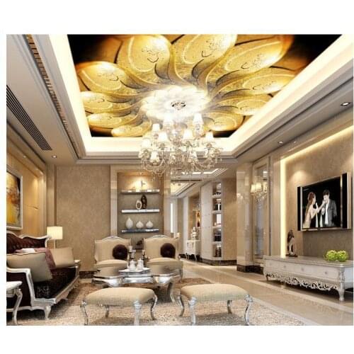 Custom photo wallpaper 3d ceiling wallpaper European luxury art flower ceiling zenith wallpaper mural wall papers home decor