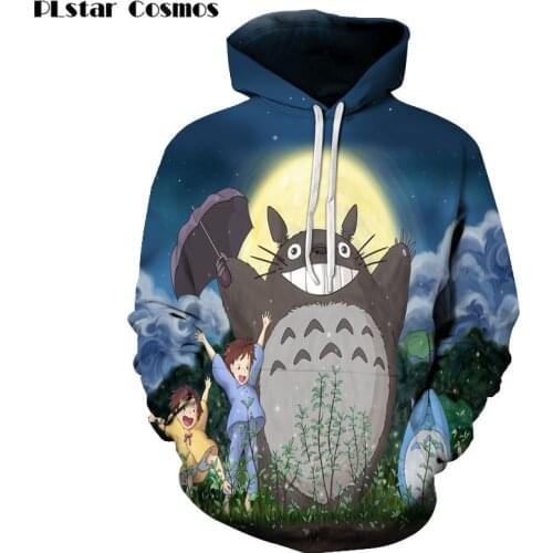 PLstar Cosmos Casual Men Sweatshirts Anime Totoro Print 3d Hoodies Women Cartoon Pattern Tracksuits Male Fashion Tops Drop Ship