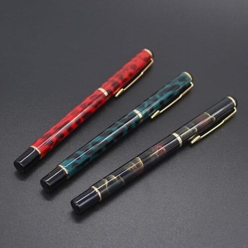 Baoer Leopard Fountain Ink Pen Student Calligraphy Gold Arrow Clip Medium Nib Office School Writing Gift E6260