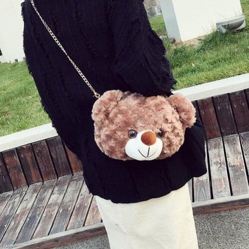3 Colors New Style Teddy Bear Plush Backpacks for Girls Women Bags Bear Head Backpack Messenger Teddy Bear Bags Shoulder Bag