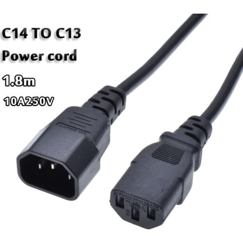 C14 to C13 power cord 1.8m female to male 3*0.75mm PDU computer connector cord IEC power cable