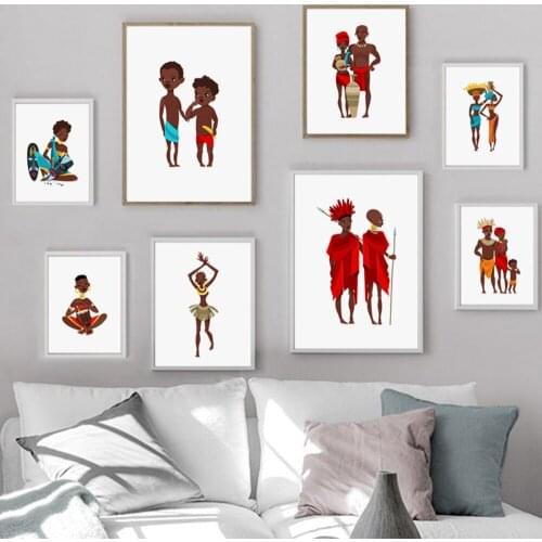 Nordic Hd Prints Modular Pictures African People Clothing Women Child Painting Posters Living Room Home Decor Canvas Wall Art