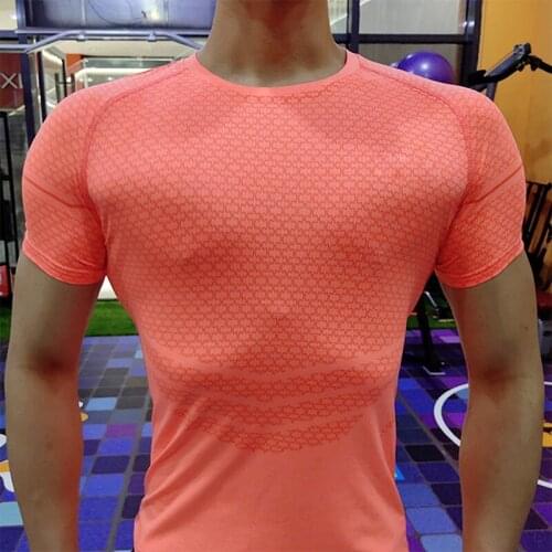 Sports compression quick-drying T-shirt mens running tight short T-shirt mens gym high-elastic exercise casual fitness top