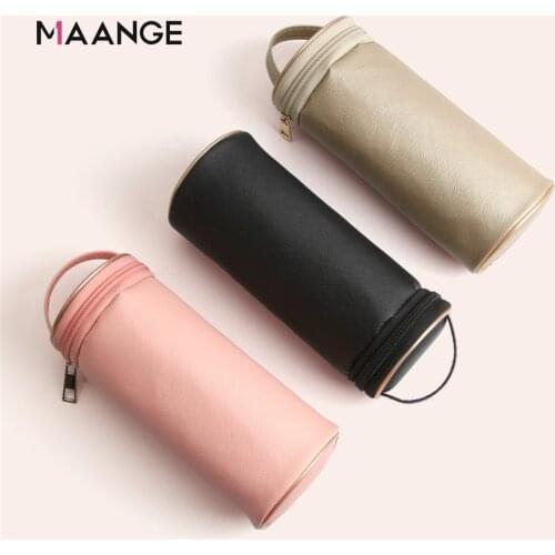 MAANGE 1 Pcs Portable Brush Bag PU Leather Storage Bag Travel Makeup Brush Cosmetic Brush Case Brush Organizer Makeup Tool