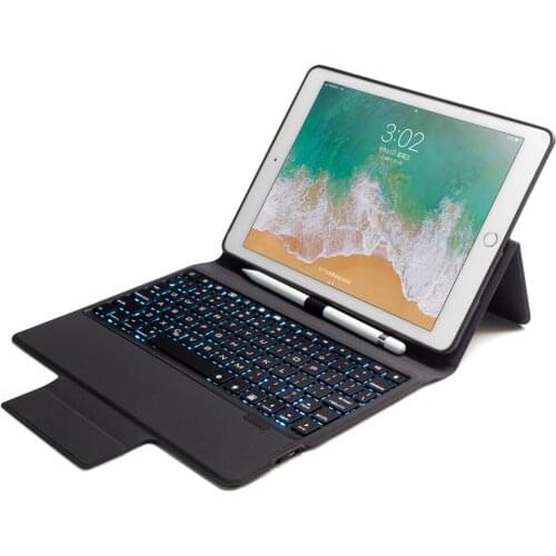 Slim Smart 7 Colors LED Backlit Wireless Bluetooth Keyboard Case Stand Cover With Pencil Holder For iPad 9.7 2018 A1893 A1954