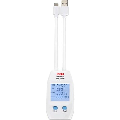UNI-T UT658DUAL Type A Port Output Voltage USB Tester Current Energy Capacity Circuit Quivalent Resistance Electronic Load