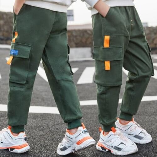 Green Blue Spring Autumn Thin Casual Pants Boys Kids Trousers Children Clothing Teenagers School Cotton Formal Sport High Qualit