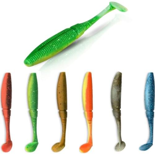 10pcs Shad Worm Soft Bait 85mm 75mm T Tail Jigging Wobblers Fishing Lure Tackle Bass Pike Artificial Silicone Swimbait