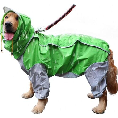 Waterproof Dog Raincoat Hooded Yellow Rain Dog Jacket Adjustable Dog Rain Coat for Large Medium Dogs Jumpsuit Cloak Labrador