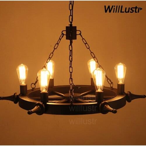 Willlustr ANTIQUED iron rudder pendant lamp loft restaurant hotel cafe bar riveted metal hanging lighting suspension light