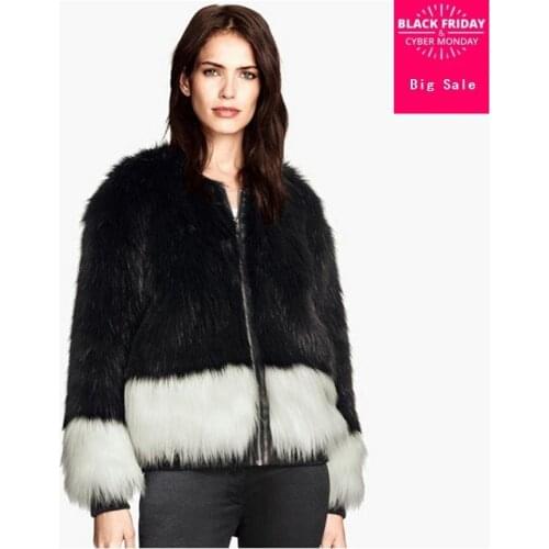 XXS-4XL Womens winter fashion faux fox fur coat winter short warm Fox Fur long sleeve stitching color coat wj1395 free shipping