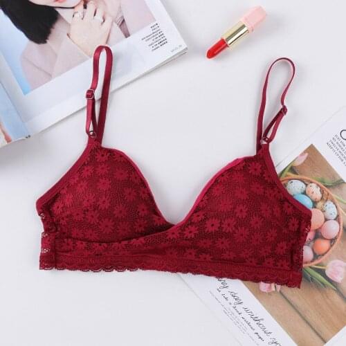 Floral obscure bra 2020 New Arrival Women Push Up Wireless Lace Bra Floral Fine Shoulder Strap Lace Bras for Women