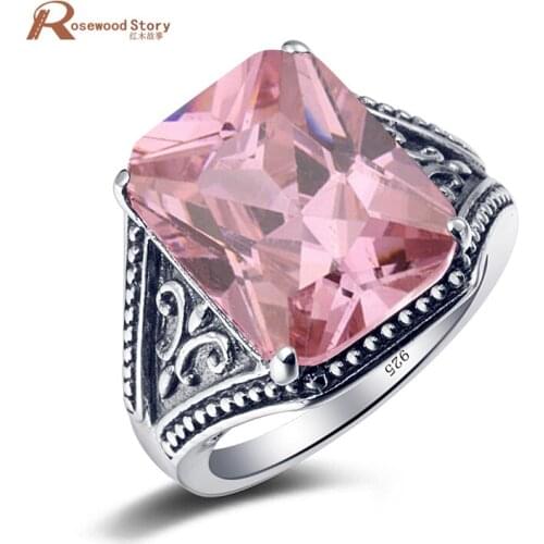 Lovely Vintage Handmade Pink Rhinestone Crystal Wedding Rings 925 Silver Women Ring Russia USA Holiday Gift Australia Rings