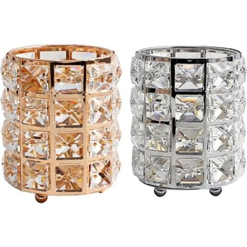 1 Pcs Diamond Nail Brush Holder Storage Makeup Case Lipstick Pencil Brush Storage Container Metal Crystal Box
