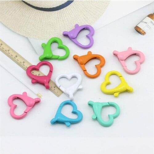10pcs/lot Colorful Metal Heart Lobster Clasp DIY Jewelry making For KeyChain Necklace Sunglasses Mask Chain Lobster Clasp Hook