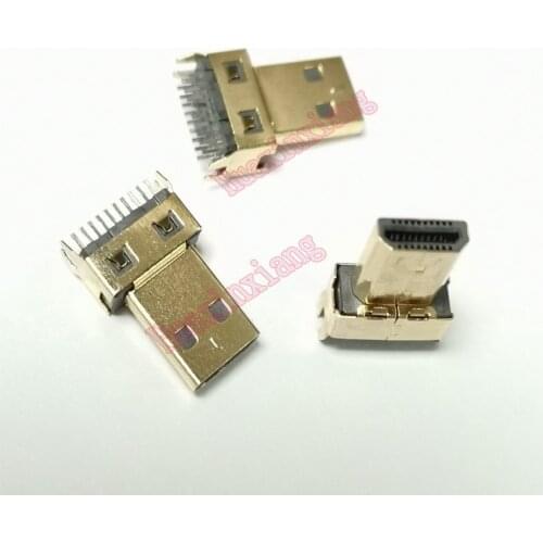 20PCS/Lot Micro HDMI Male Jack Plug connector 19PIN 19P Splint D-Type Gold-Plated