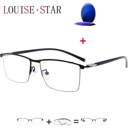 2021 Prescription Glasses Titanium Alloy Anti-Blue Light Mens Business Reading Glasses Reader Mens Reading Glasses Progressive