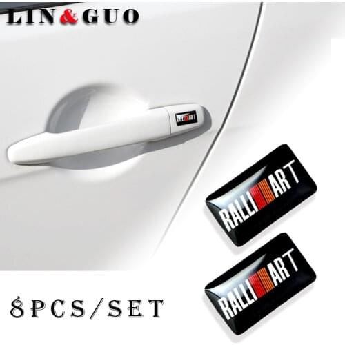 8pcs Steering wheel 3D Epoxy Car Styling fit for mitsubishi RalliArt lancer asx outlander pajero l200 galant Car Sticker Emblem