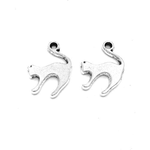 40pcs Frightened cat charms pendant 19x14mm antique silver ornament accessories jewelry making DIY base material