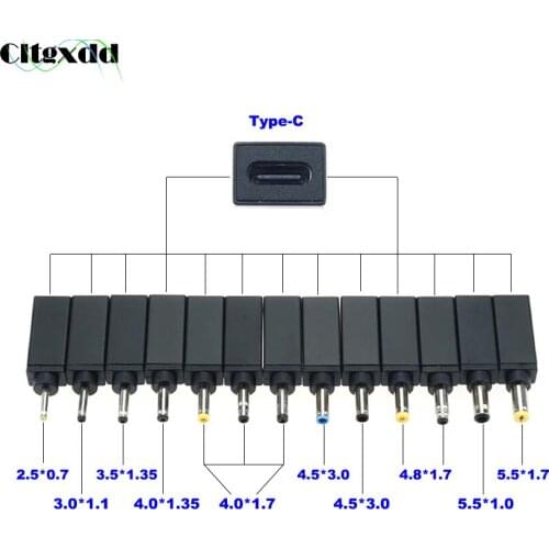 1PCS Laptop Power Adapter Plug Converter USB Type C Female to 7.4 x 5.0mm 4.5 x 3.0mm 5.5 x 2.5mm Male Laptop DC Jack Connector