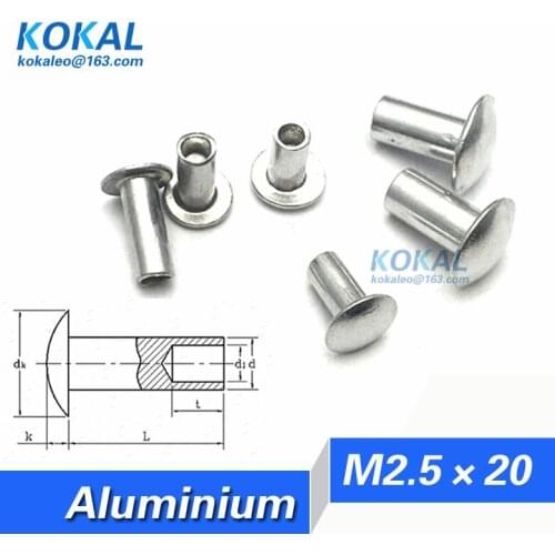 [AL-M2.5*20]100PCS Free Shipping M2.5 Series minisize tubular rivet M2.5*20mm Aluminium hollow rivet