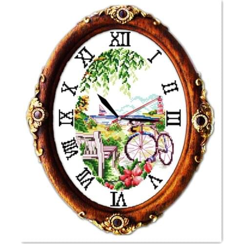 Joy Sunday Watch Sea Cross Stitch Kit, Handmade DIY Sewing Home Decor Practical Time Wall Clock Embroidery