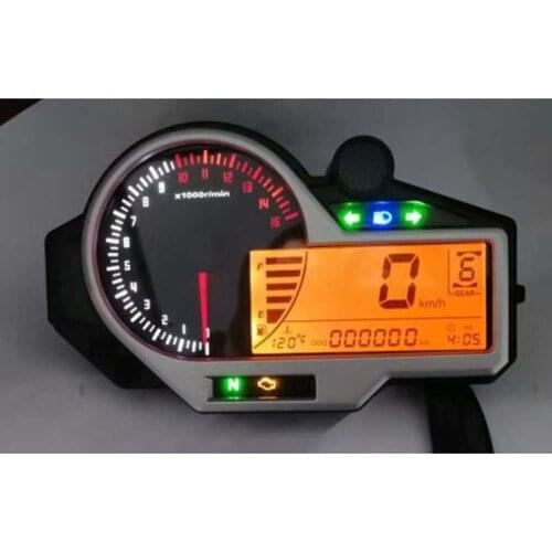 Motorcycle Colorful LED LCD N 1-6 Files Digital Speedometer Odometer Tachometer Water Temperature and Oil Instrumentation