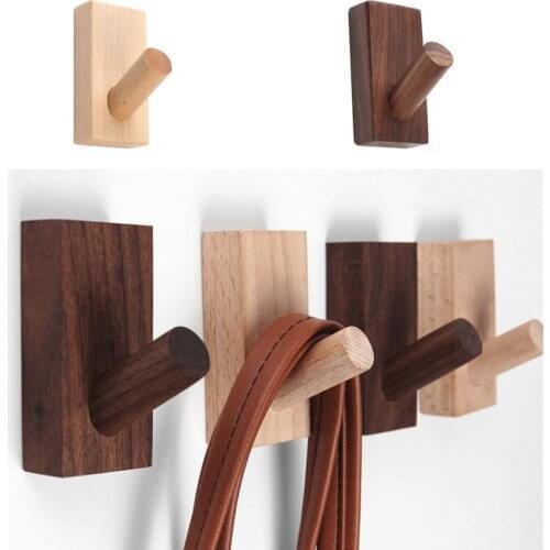 Wooden Coat Hook Natural Wood Clothes Hanger Clothes Bag Hat Headphone Hanger Key Holder Home Decoration Hallway Wall Hook