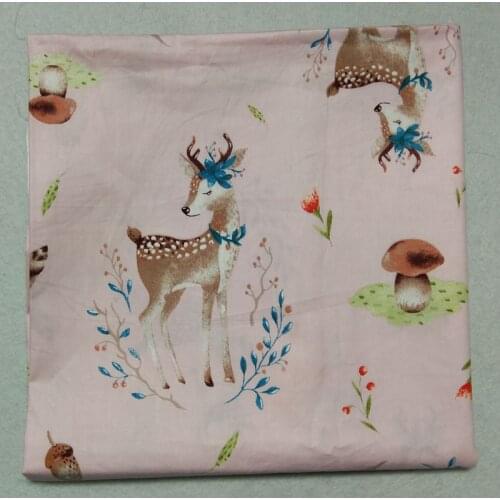 160cm Width Pink Vivid Deer Mushroom Printed 100% Cotton Fabric Animal Patchwork baby cloth apparel dress home decoration