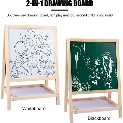 2 in 1 Draw Board 2 in 1 Wood Writing Drawing Board Lifting Double-Sided Magnetic Toy for Kid Drawing Painting Board Early