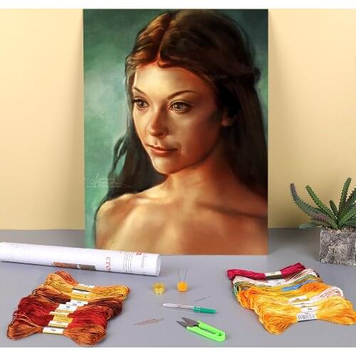 Doodles Printed Water-Soluble Canvas 11CT Cross Stitch DIY Embroidery Full Kit DMC Threads Painting Handiwork Craft Needle