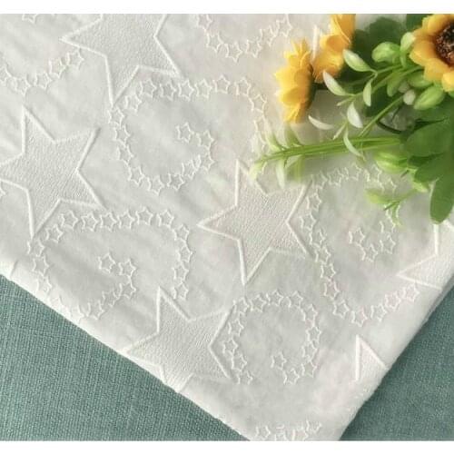 Cotton Cloth White Star Embroidery Lace Fabric Width 140cm Handmade DIY Clothes Dress Home Textile Accessories