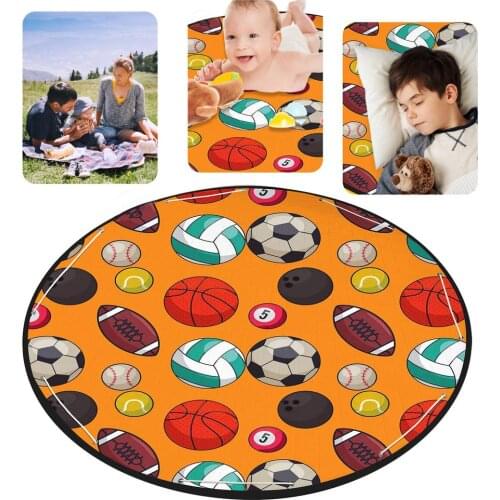 59in Round Baby Play Mat Foldable Football Toy Storage Mat Waterproof Baby Kids Play Mat Large Gym Play Mat Toy Storage