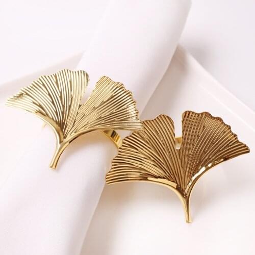 10pcs Metal Ginkgo Leaf Napkin Ring Napkin Button Napkin Ring Hotel Party Decoration
