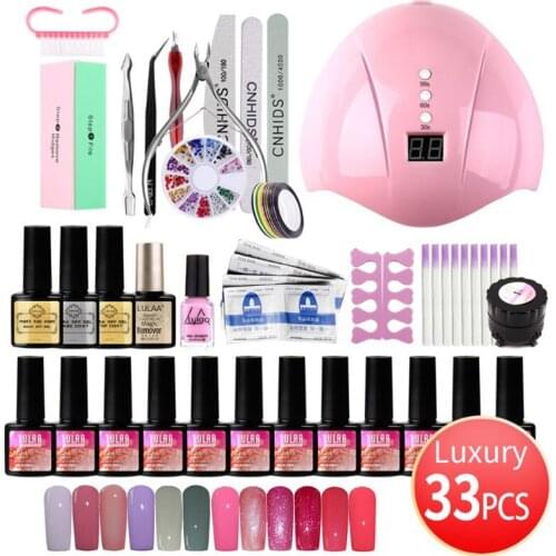 Manicure Set 36W UV LED Lamp Dryer With 12PCS Nail Gel Polish Kit Soak Off Manicure Set Gel Nail Polish For Nail Art Tools