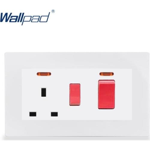 Wallpad Cooker UK Socket With 20A Wall Light Switches White PC Panel 146 Power Outlet