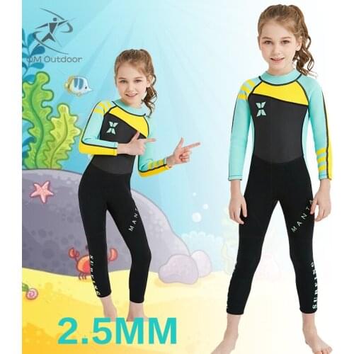 2.5mm Neoprene Wetsuit Children Diving Suits Swimwear Girls Long Sleeve Surfing Swimsuits For Girl Bathing Suit Wetsuits