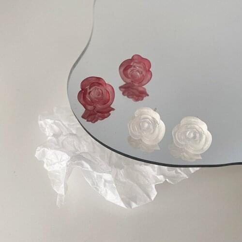 Origin Summer Korean Fashion White Pink Flower Dangle Earring for Women Girls Temperament Matte Statement Earring Jewellery