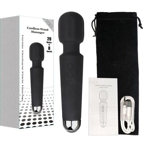 Rechargeable Personal Wand Massager AV Vibrator - 20 Patterns & 8 Speeds for Tension Relief, Muscle, Back, Soreness, Recovery