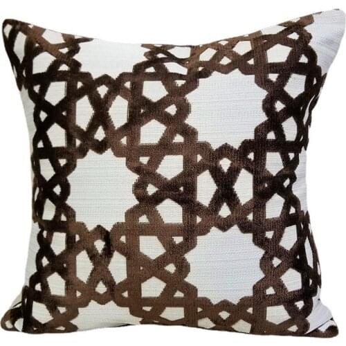 Luxurious Modern Cut Velvet Viscose Living Chenille Decorative Cushion Cover Brown Beige Square Pillow Case 45 x 45 cm 1pc/lot