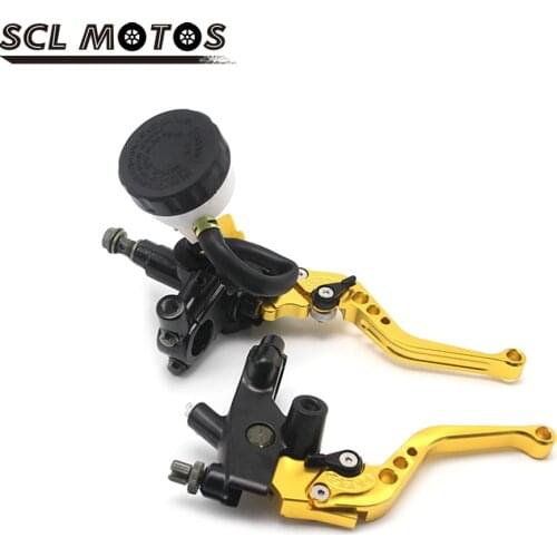 SCL MOTOS New Motorcycle 7/8" 22mm Gold Brake Clutch Levers Master Cylinder Reservoir Handle Lever For Honda Kawasaki YamahaD10