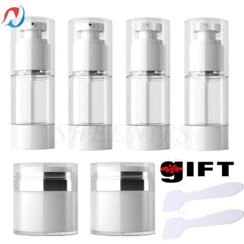 Sheenirs 6pcs 15ml 0.5oz Airless Water Lotion Spray bottle Skin Care Container Plastic Storage Cosmetics Travel Facial Cleanser