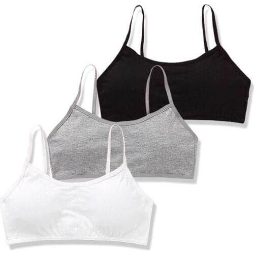 Girls Bra Sport Cotton Soild Underwear Teenagers Wireless Training Bra YFP85