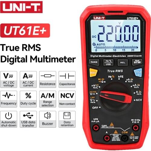 UNI-T Handheld Digital Multimeter DC AC 1000V 60mF/220 mF Capacitance Testing True RMS Auto Range Meter UT61B+ UT61D+ UT61E